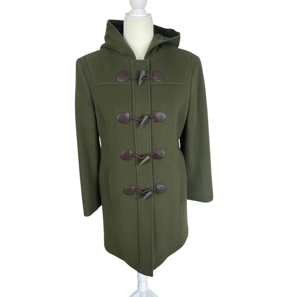 L.L.Bean Bellandi Wool Toggle Hooded Duffle Coat Thinsulate Sz 8P Classic Preppy
